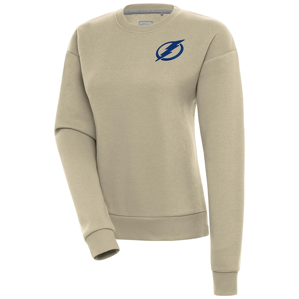 Women's Antigua Khaki Tampa Bay Lightning Victory Pullover Sweatshirt