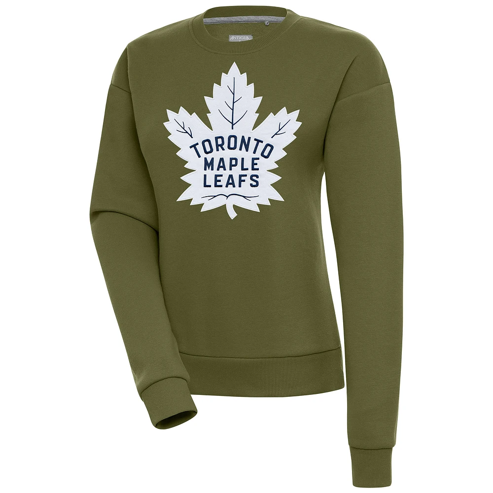 Women's Antigua Olive Toronto Maple Leafs Victory Pullover Sweatshirt