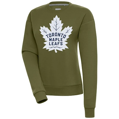 Women's Antigua Olive Toronto Maple Leafs Victory Pullover Sweatshirt