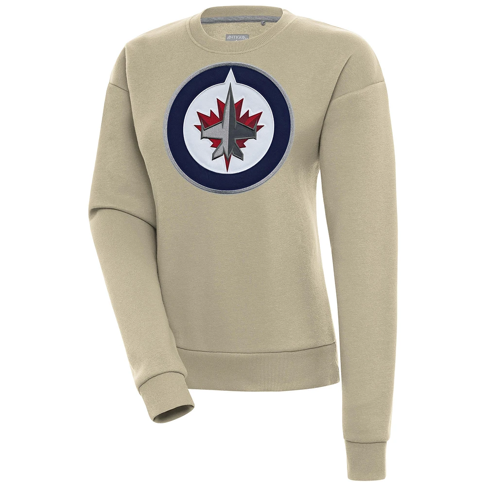 Women's Antigua Khaki Winnipeg Jets Victory Pullover Sweatshirt