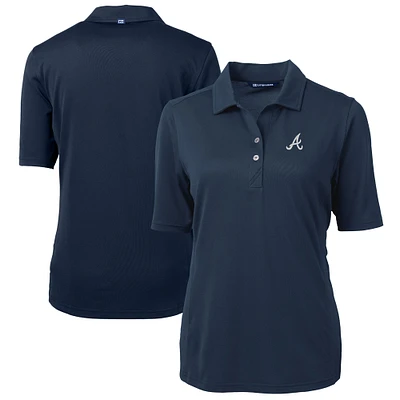 Women's Cutter & Buck Navy Atlanta Braves DryTec Virtue Eco Pique Recycled Polo