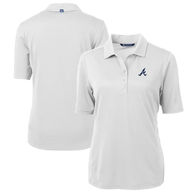 Women's Cutter & Buck White Atlanta Braves DryTec Virtue Eco Pique Recycled Polo