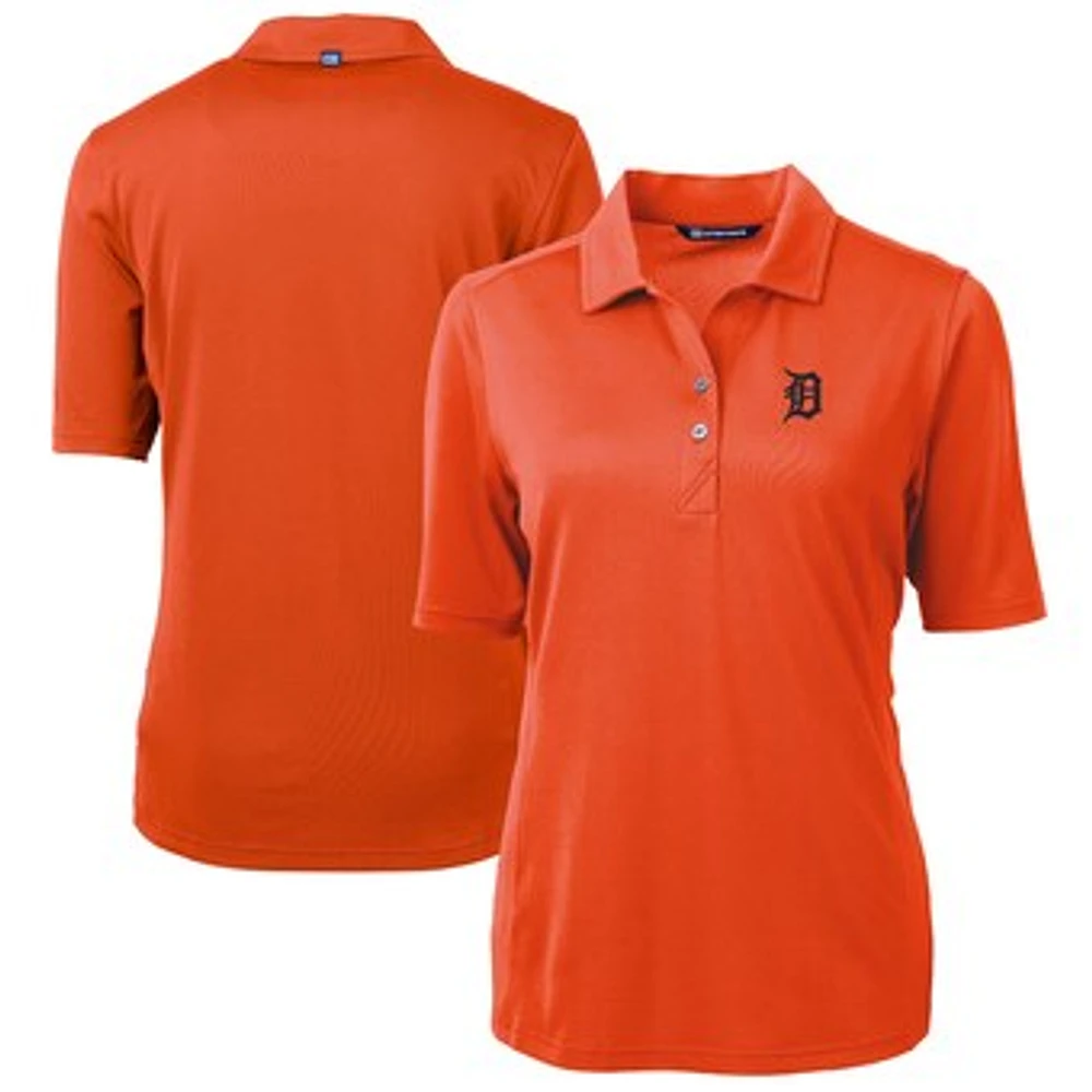 Women's Cutter & Buck Orange Detroit Tigers DryTec Virtue Eco Pique Recycled Polo
