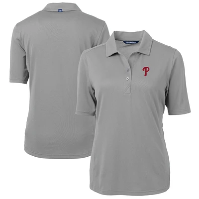 Women's Cutter & Buck Gray Philadelphia Phillies DryTec Virtue Eco Pique Recycled Polo