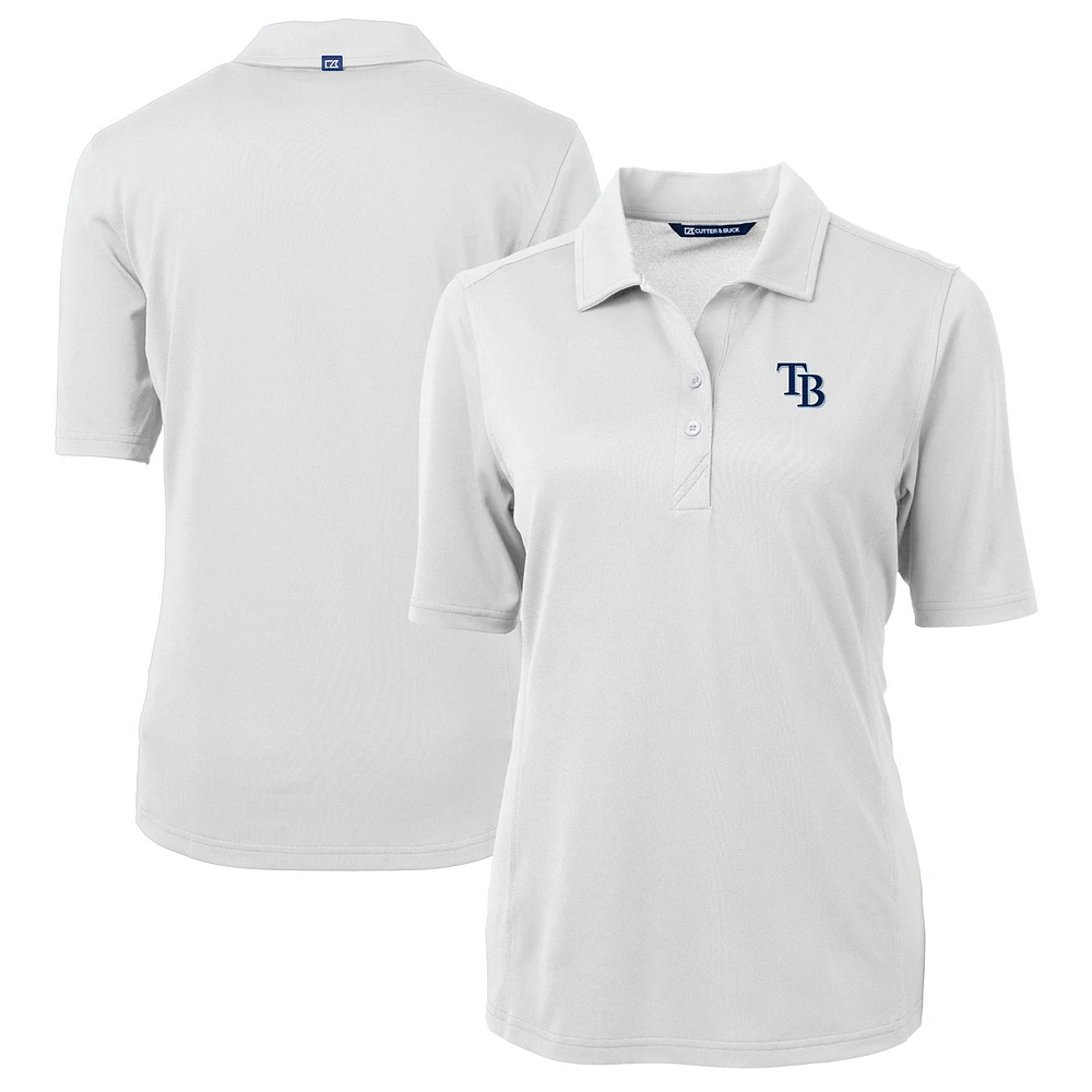 Women's Cutter & Buck White Tampa Bay Rays DryTec Virtue Eco Pique Recycled Polo