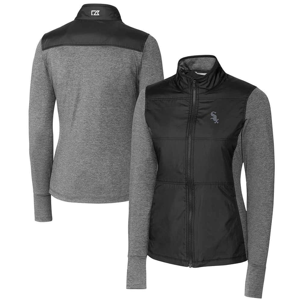 Women's Cutter & Buck Black Chicago White Sox DryTec Stealth Hybrid Quilted Full-Zip Windbreaker Jacket