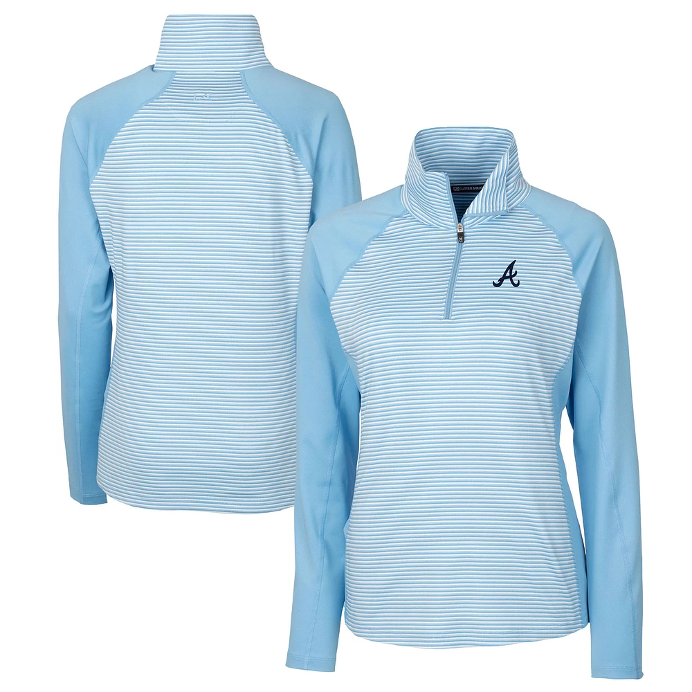 Women's Cutter & Buck Light Blue Atlanta Braves DryTec Forge Tonal Stripe Half-Zip Top