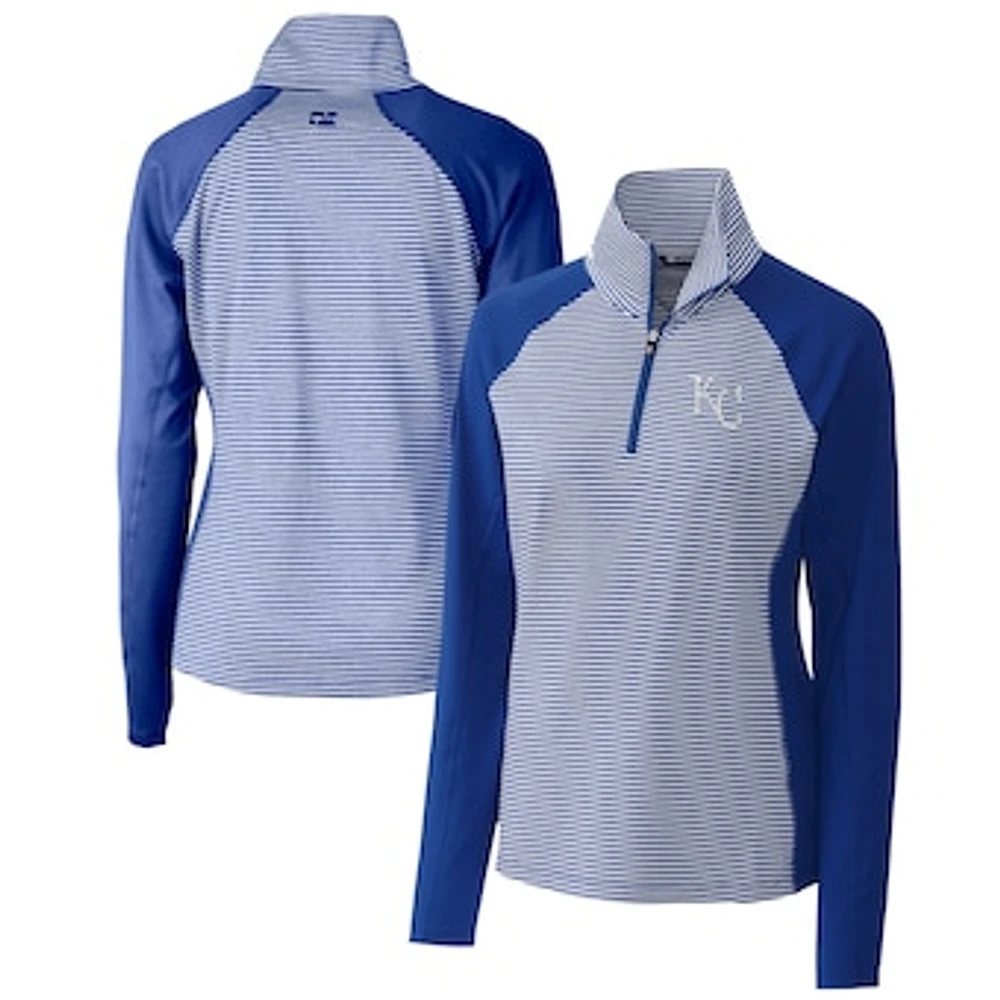 Women's Cutter & Buck Royal Kansas City Royals DryTec Forge Tonal Stripe Half-Zip Top