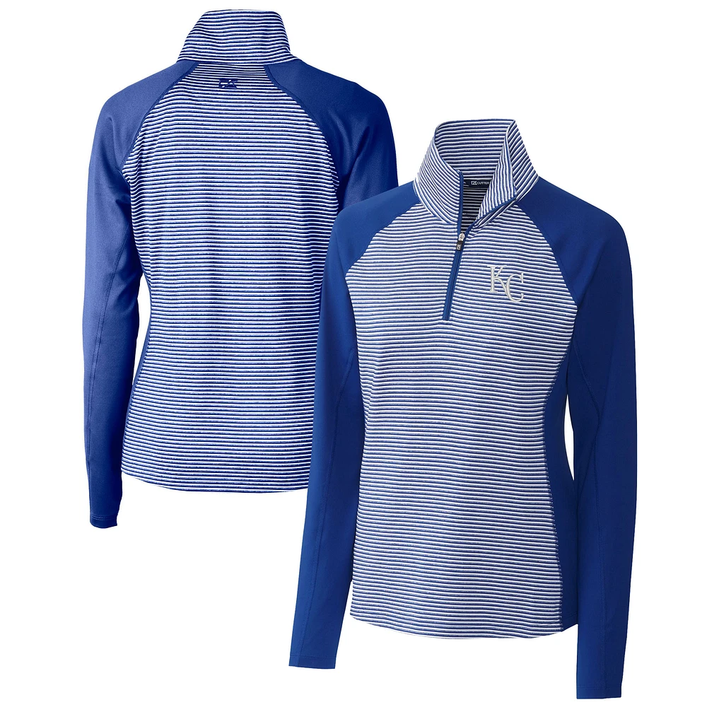 Women's Cutter & Buck Royal Kansas City Royals DryTec Forge Tonal Stripe Half-Zip Top