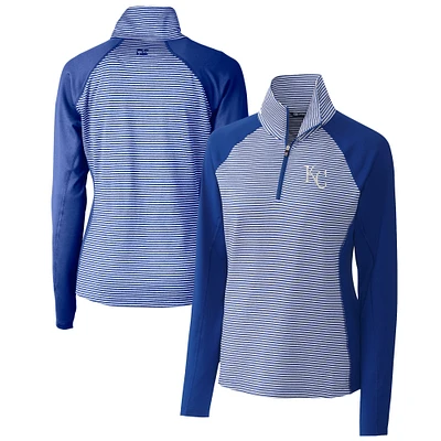 Women's Cutter & Buck Royal Kansas City Royals DryTec Forge Tonal Stripe Half-Zip Top