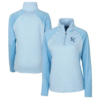 Women's Cutter & Buck Light Blue Kansas City Royals DryTec Forge Tonal Stripe Half-Zip Top