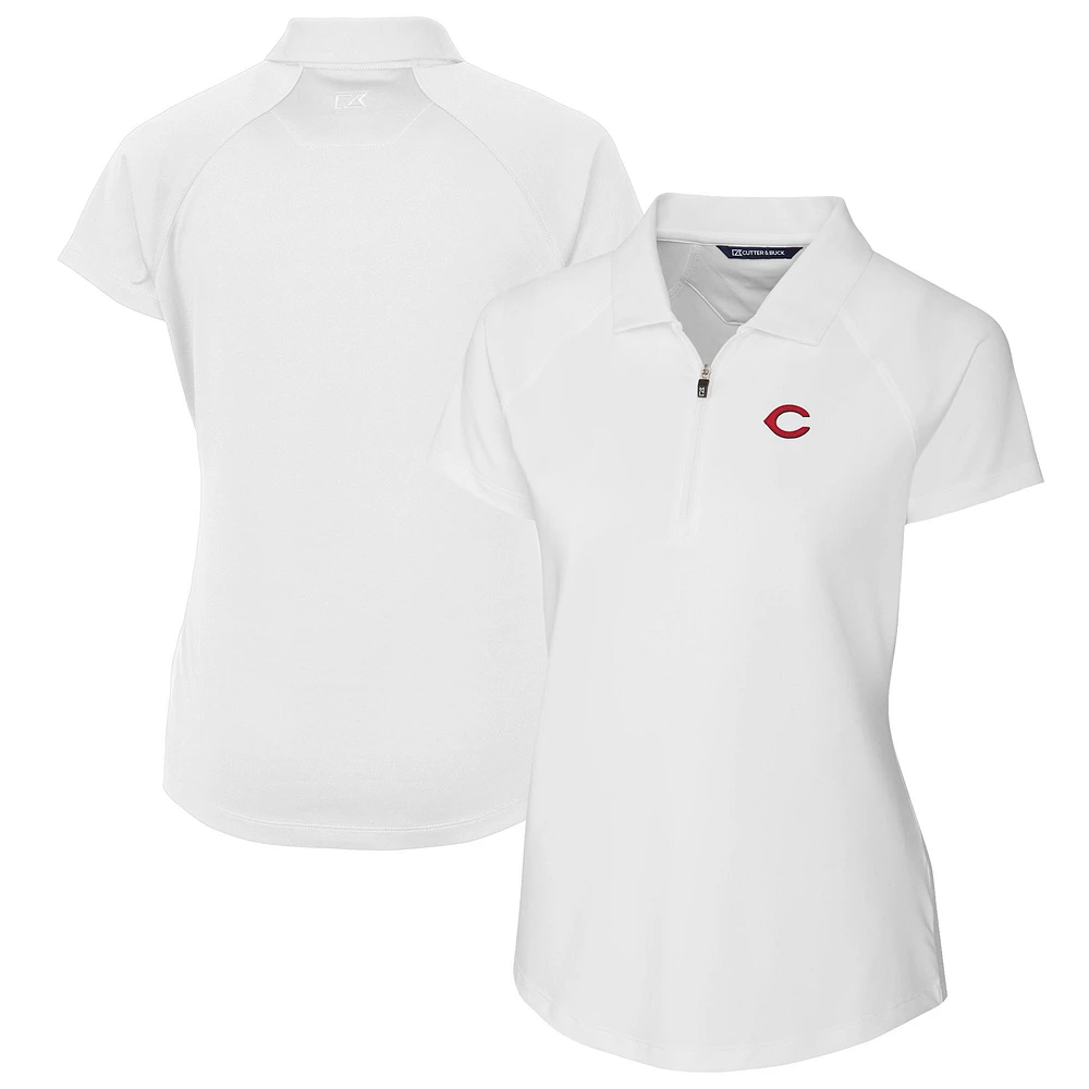 Women's Cutter & Buck White Cincinnati Reds DryTec Forge Stretch Polo