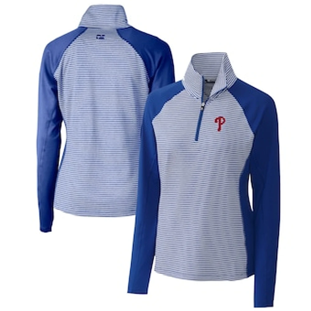 Women's Cutter & Buck Royal Philadelphia Phillies DryTec Forge Tonal Stripe Half-Zip Top