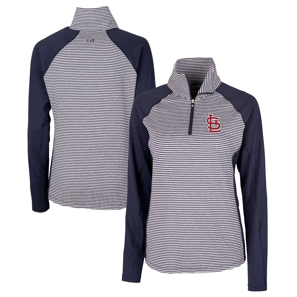 Women's Cutter & Buck Navy St. Louis Cardinals DryTec Forge Tonal Stripe Half-Zip Top