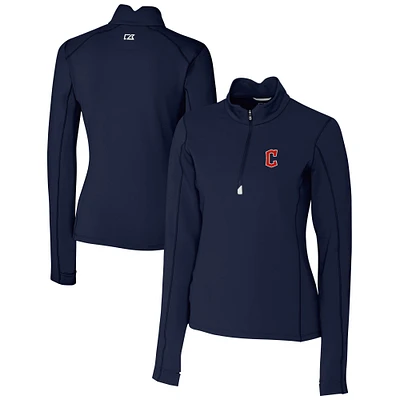 Women's Cutter & Buck Navy Cleveland Guardians DryTec Traverse Stretch Quarter-Zip Pullover Top