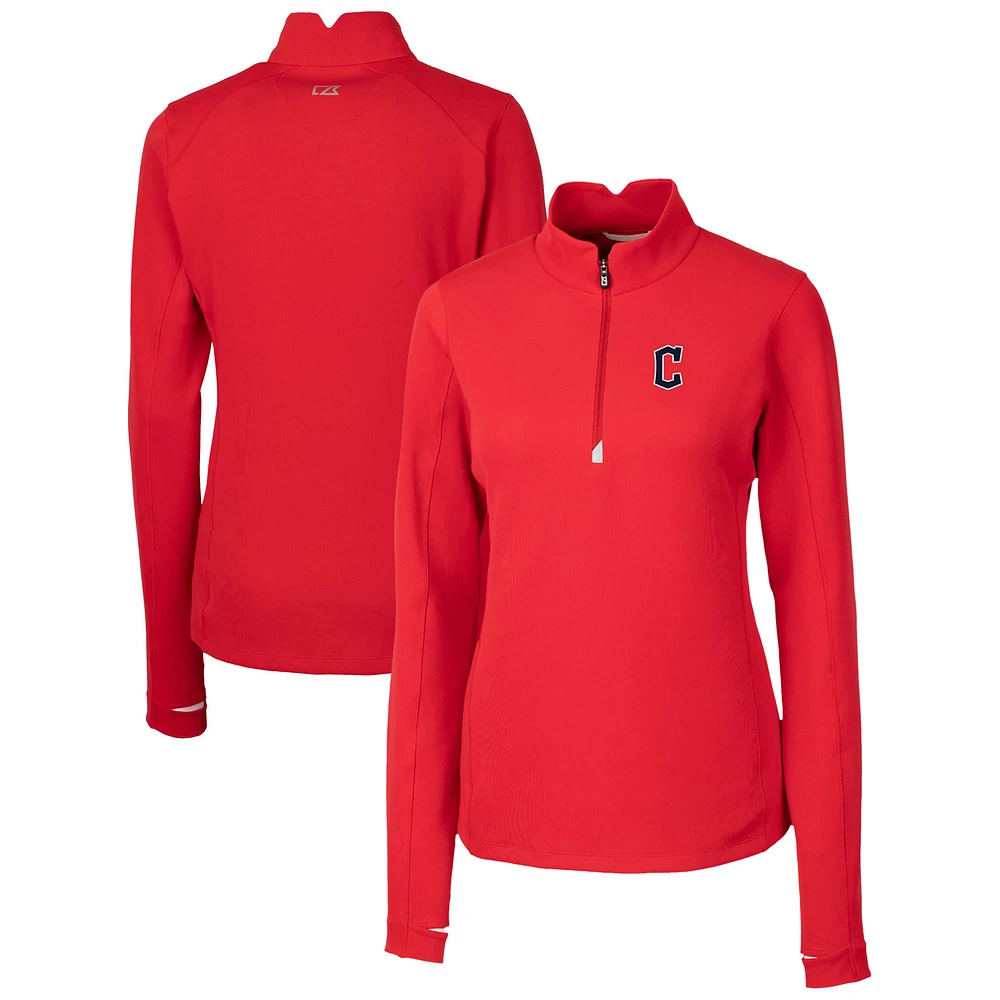 Women's Cutter & Buck Cleveland Guardians DryTec Traverse Stretch Quarter-Zip Pullover Top
