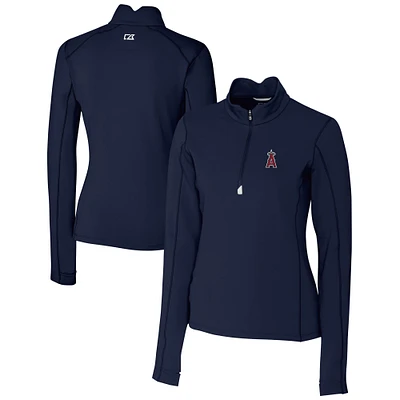 Women's Cutter & Buck Navy Los Angeles Angels DryTec Traverse Stretch Quarter-Zip Pullover Top