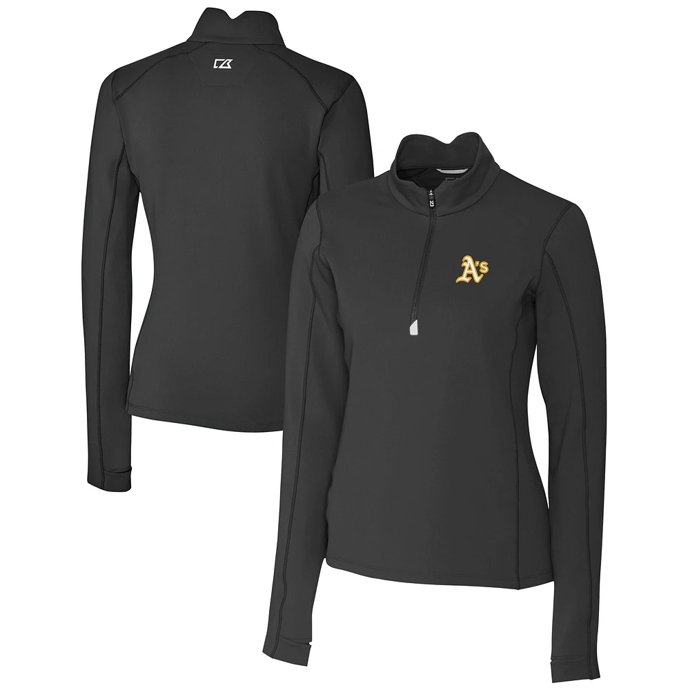 Women's Cutter & Buck Black Athletics DryTec Traverse Stretch Quarter-Zip Pullover Top