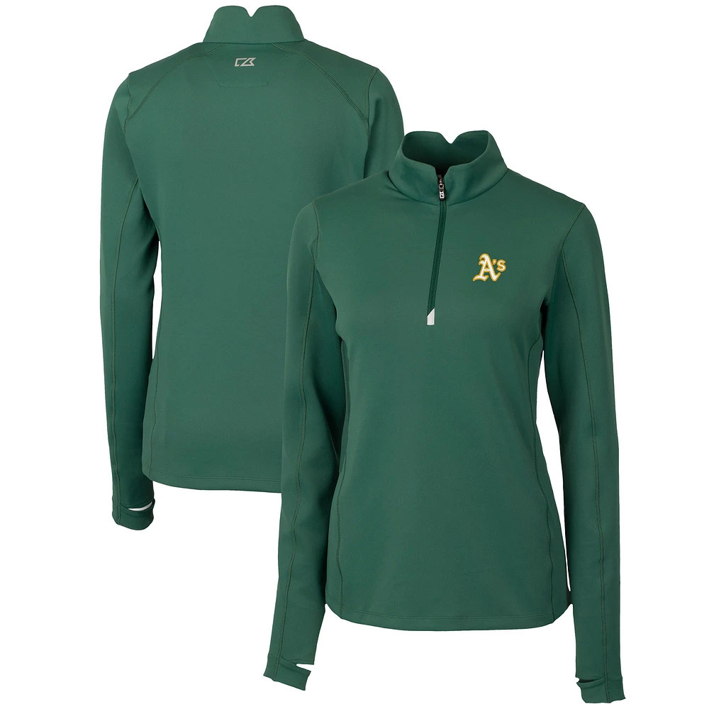 Women's Cutter & Buck Hunter Green Athletics DryTec Traverse Stretch Quarter-Zip Pullover Top