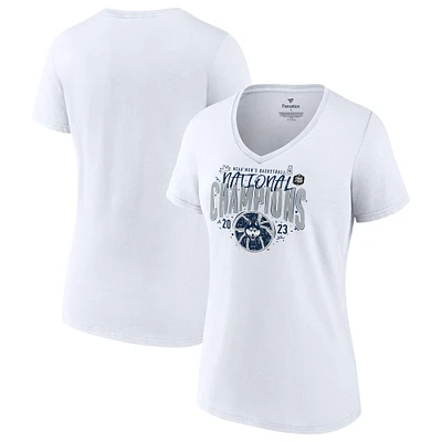 Women's Fanatics White UConn Huskies 2023 NCAA Men’s Basketball National Champions Confetti V-Neck T-Shirt