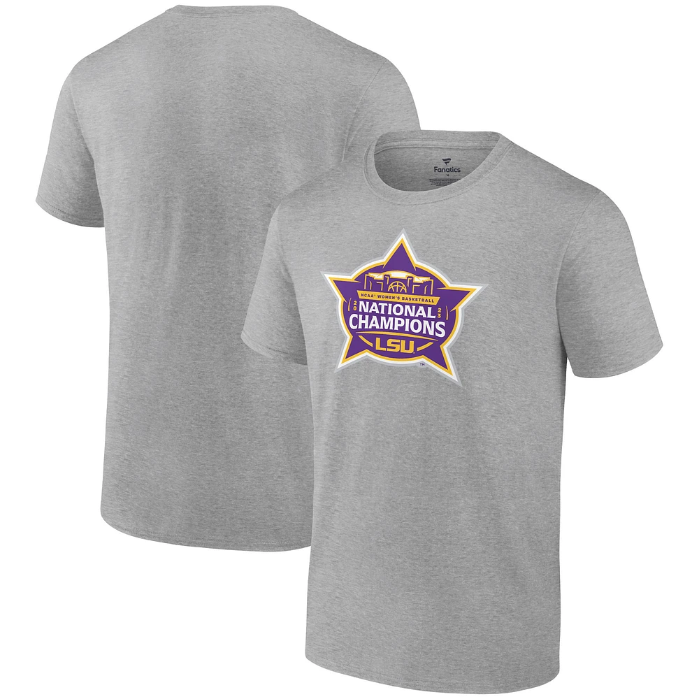 Fanatics Heather Gray LSU Tigers 2023 NCAA Women’s Basketball National Champions Logo T-Shirt