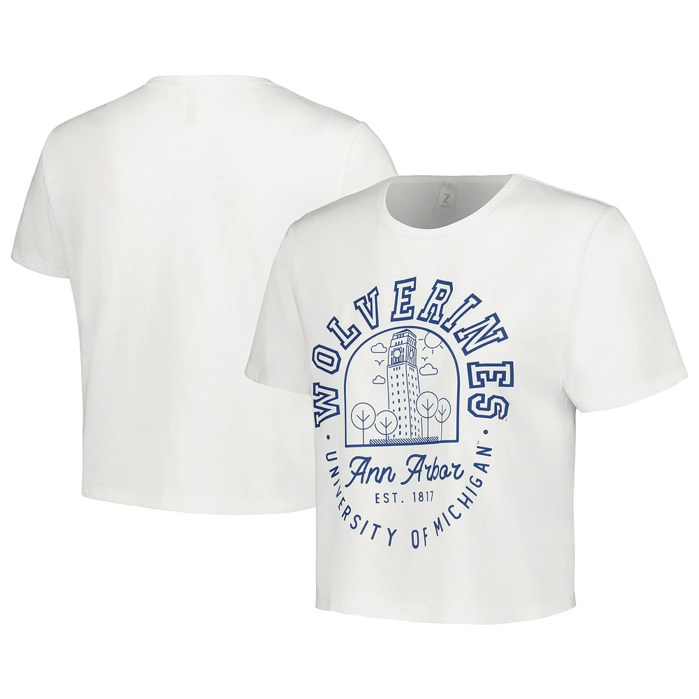 Women's ZooZatz White Michigan Wolverines Local Crop T-Shirt