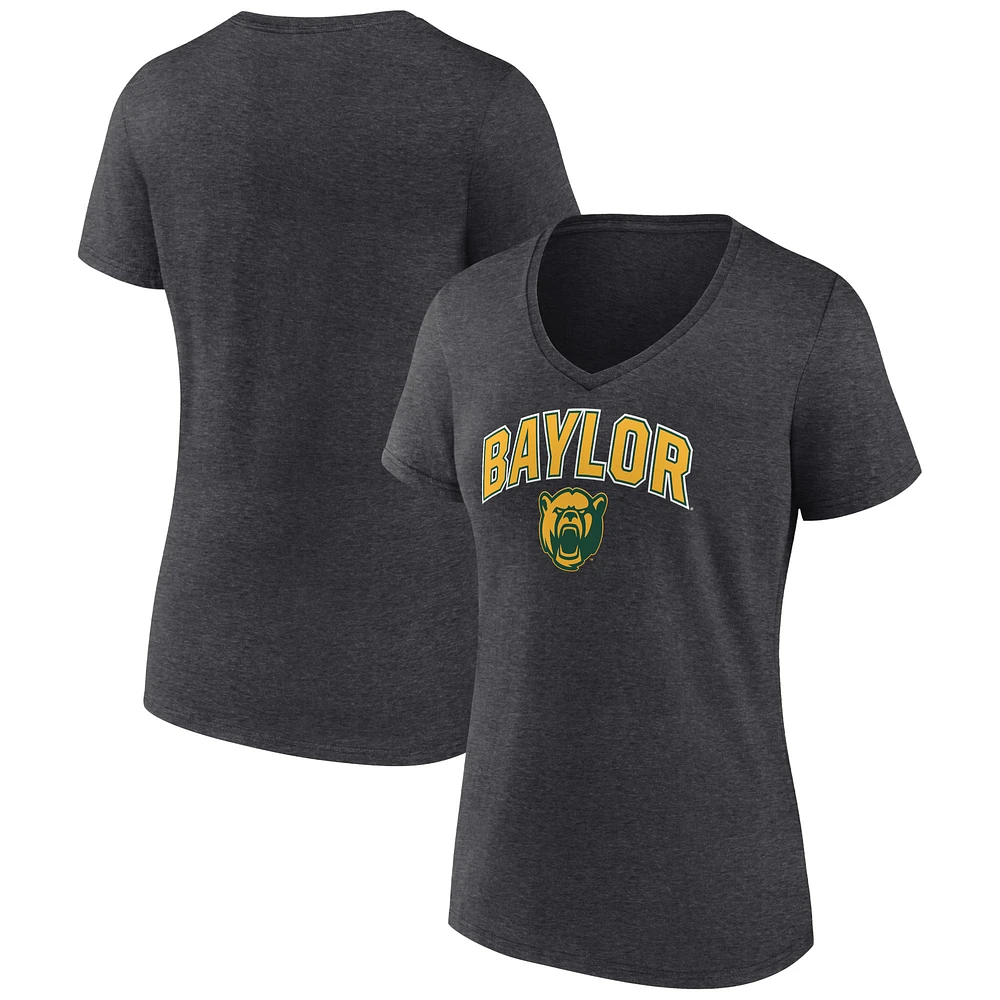 Women's Charcoal Baylor Bears Campus V-Neck T-Shirt