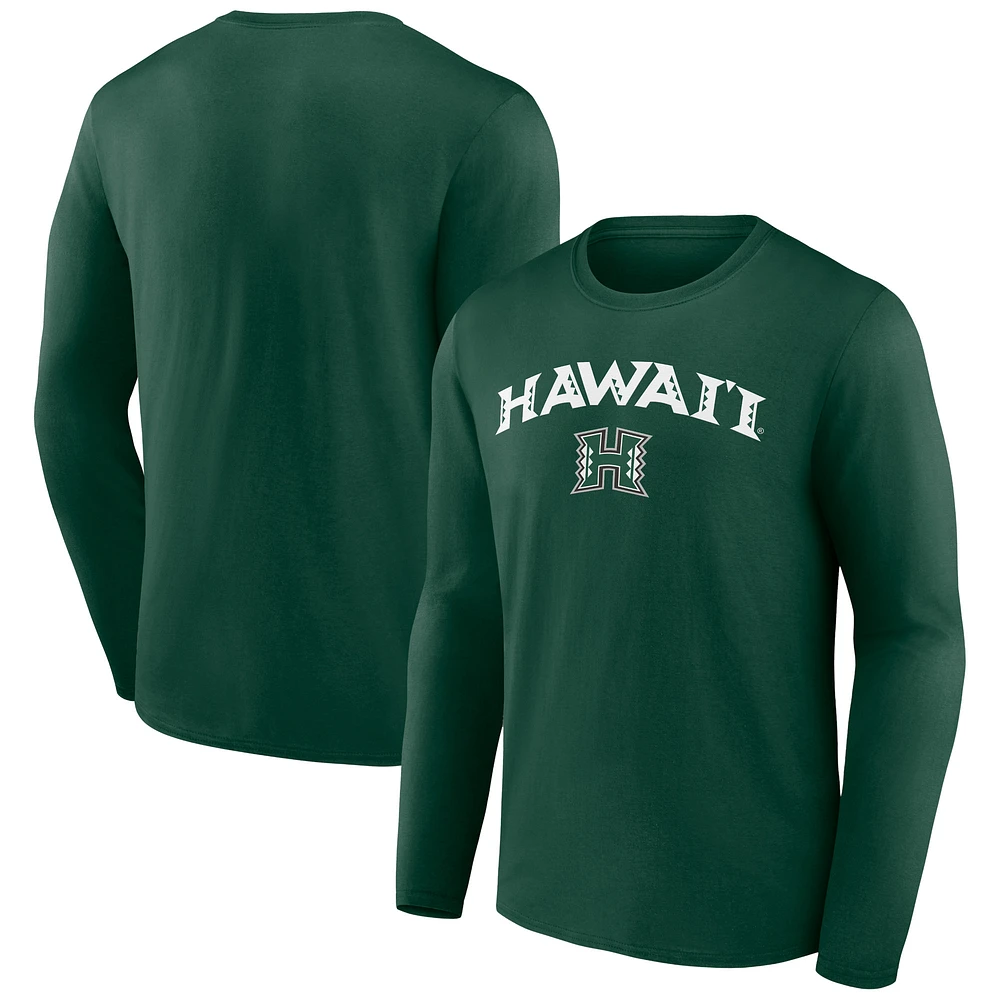 Men's Green Hawaii Warriors Campus Long Sleeve T-Shirt