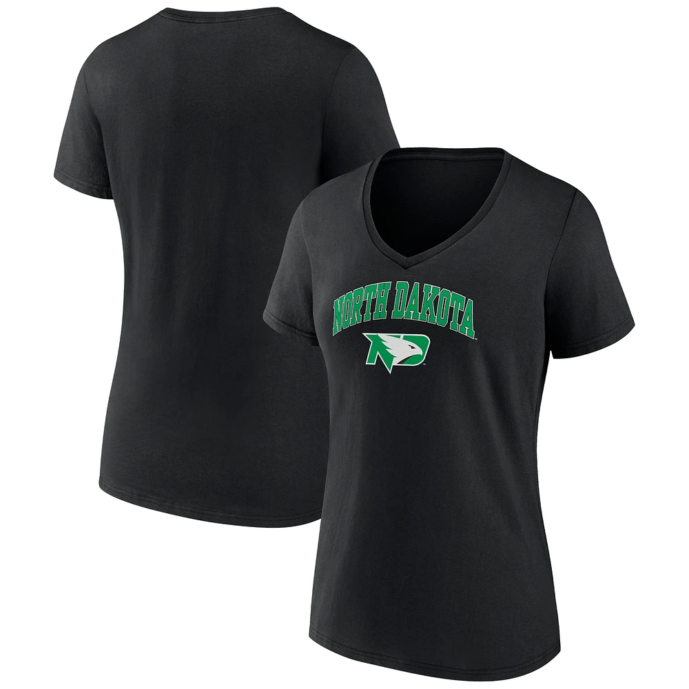 Women's Black North Dakota Campus V-Neck T-Shirt