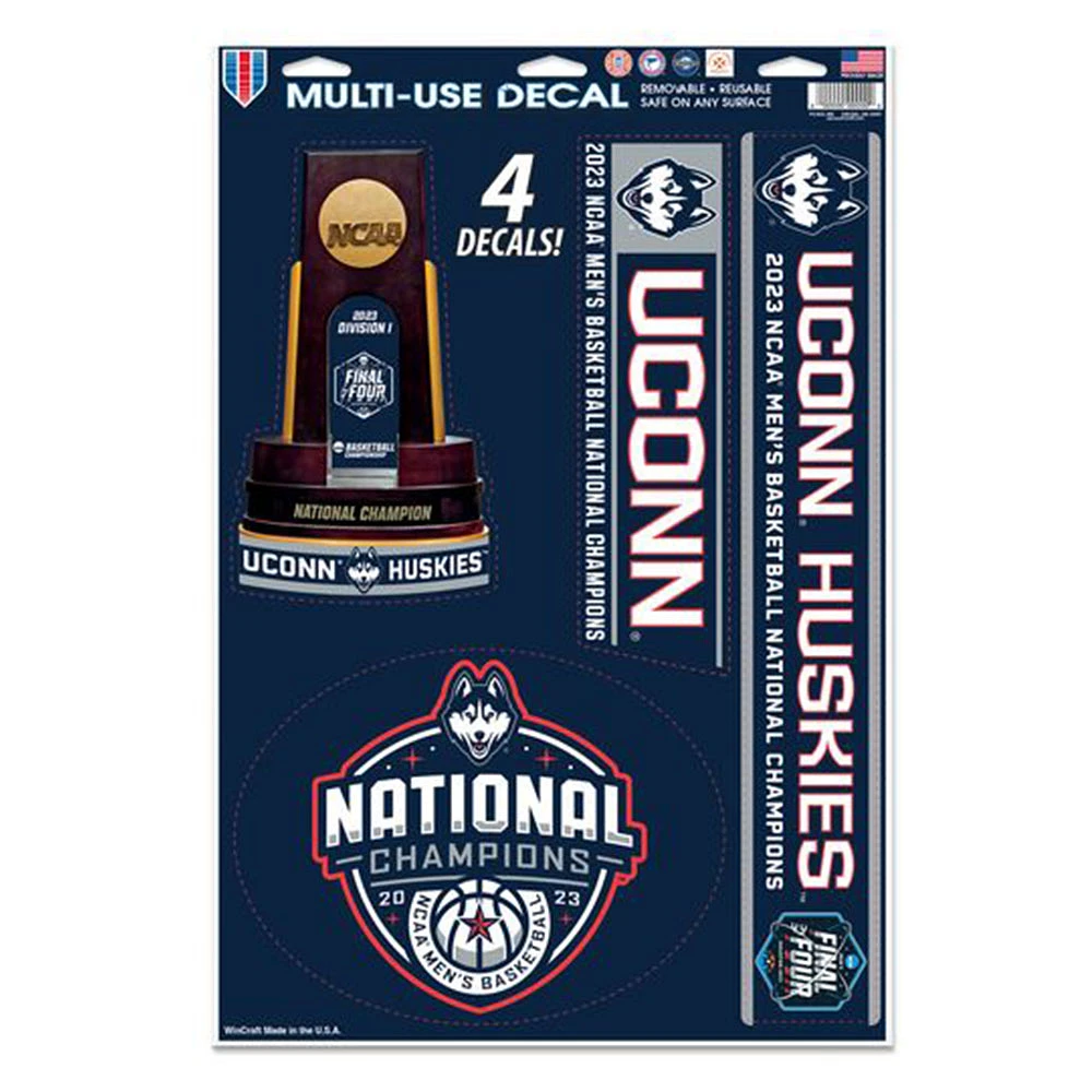 WinCraft UConn Huskies 2023 NCAA Men's Basketball National Champions 11'' x 17'' Multi-Use Decal Set