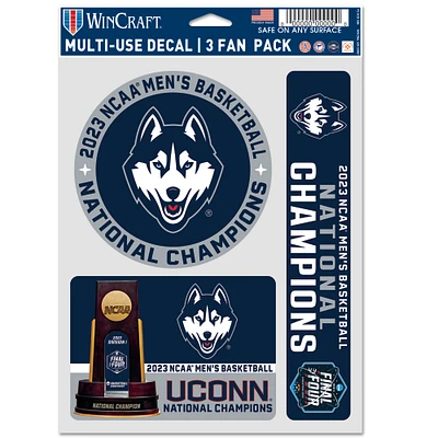 WinCraft UConn Huskies 2023 NCAA Men's Basketball National Champions Three-Pack Fan Decal Set