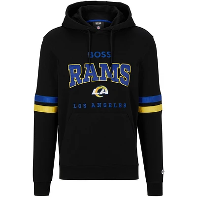 Men's BOSS X NFL Black/Royal Los Angeles Rams Touchdown Pullover Hoodie