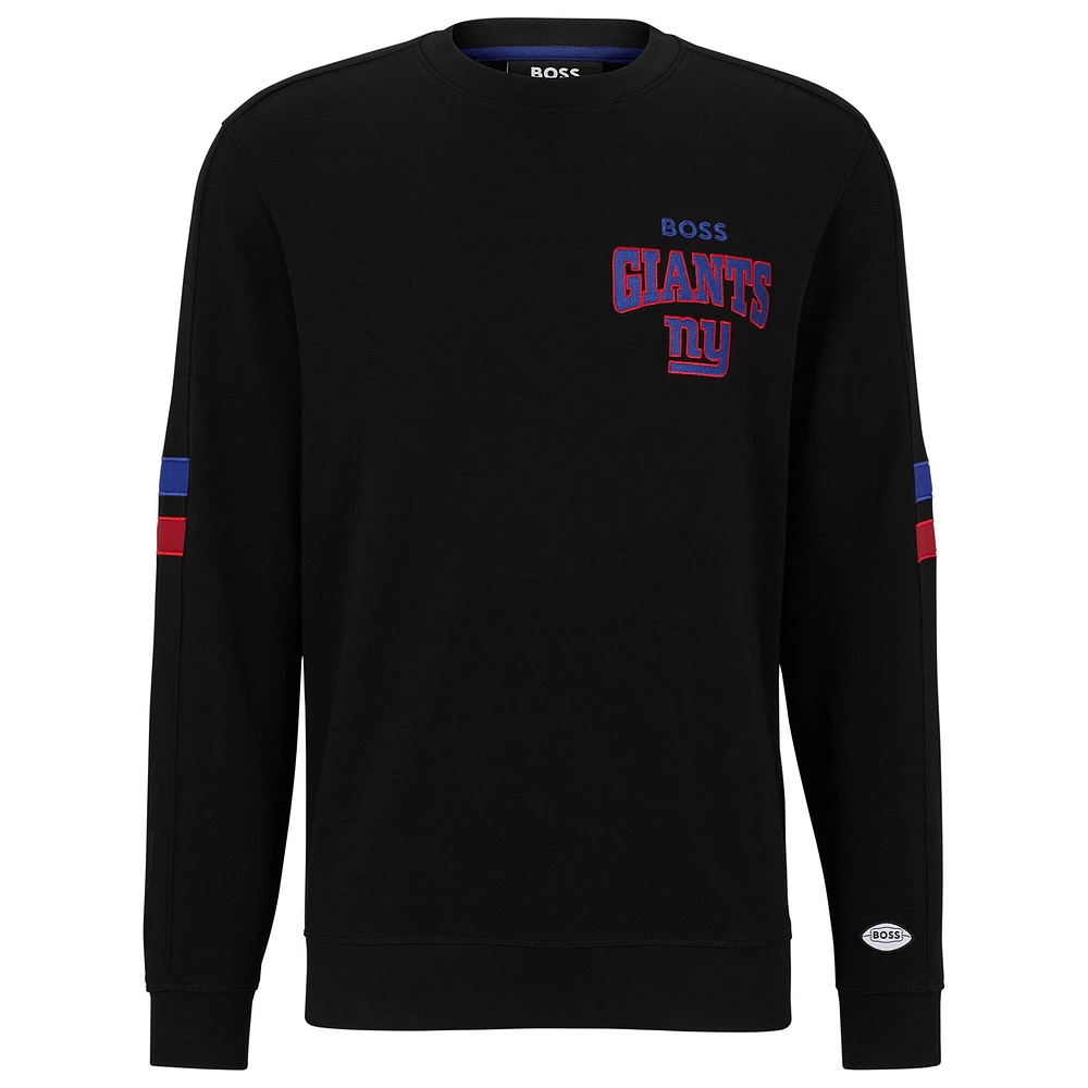 Men's BOSS X NFL Black/Royal New York Giants Drive Crew Neck Pullover Sweatshirt