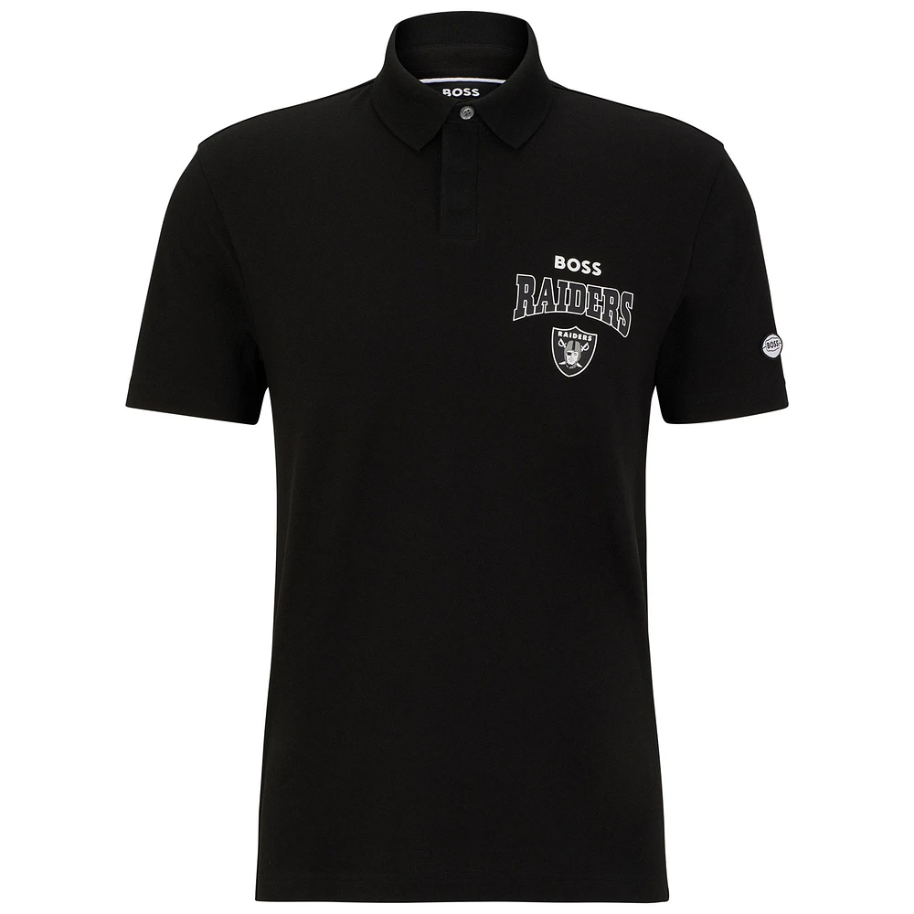 Men's BOSS X NFL Black/White Las Vegas Raiders Punter Polo