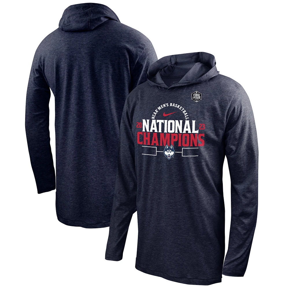 Nike Navy UConn Huskies 2023 NCAA Men’s Basketball National Champions Bracket Long Sleeve Hoodie T-Shirt