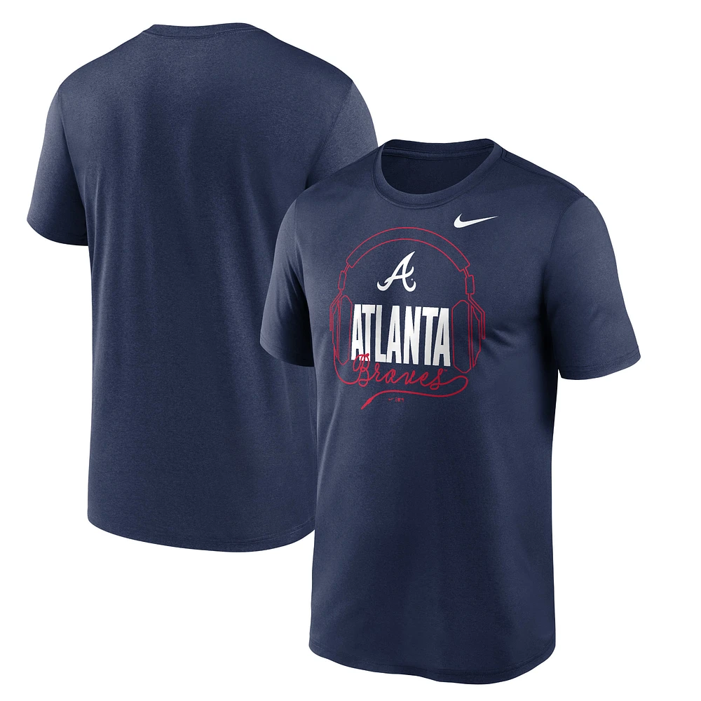 Men's Nike Navy Atlanta Braves Headphones Hometown Legend Performance T-Shirt