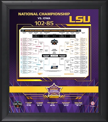 LSU Tigers 2023 NCAA Women's Basketball National Champions Framed 15" x 17" Bracket Collage Photo