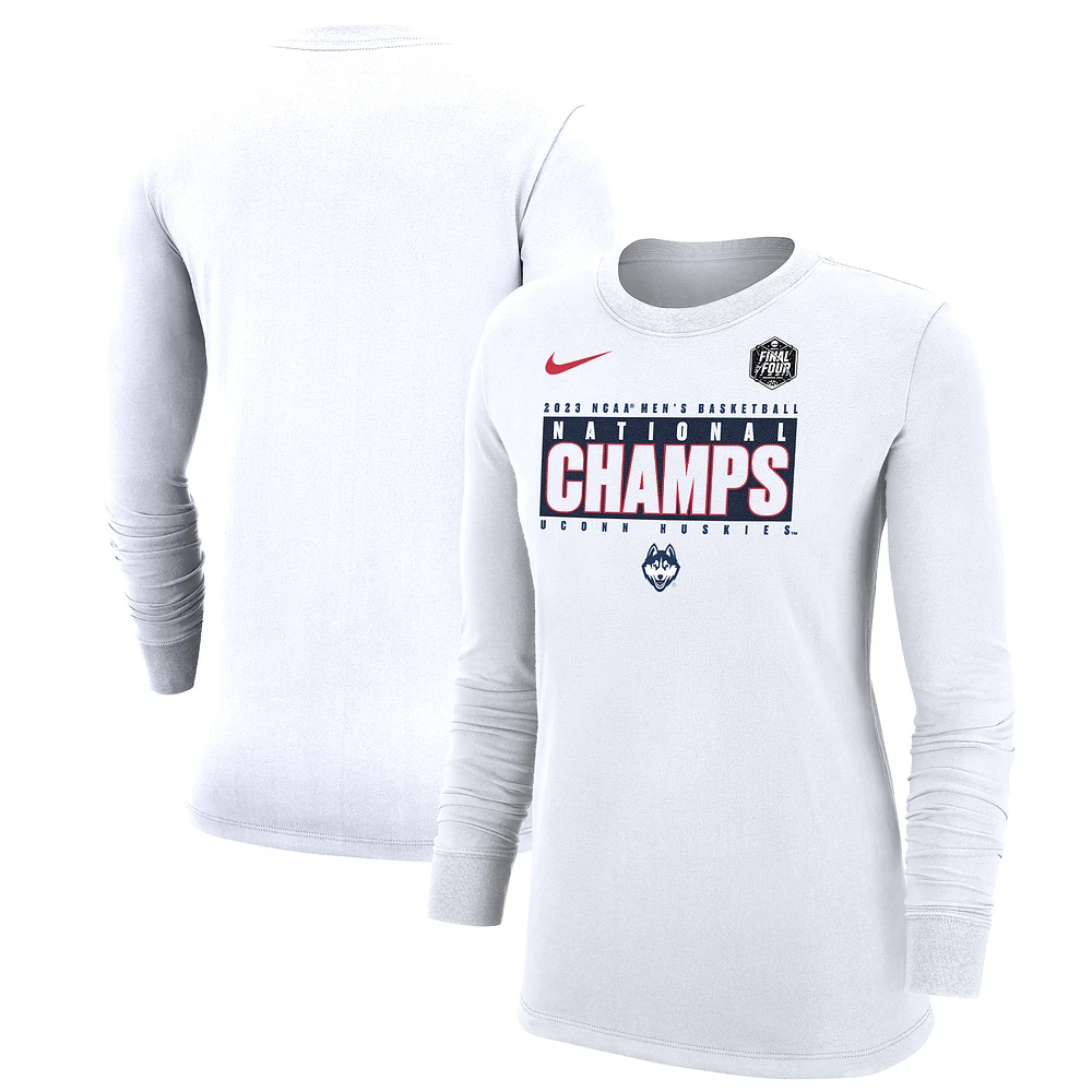 Women's Nike White UConn Huskies 2023 NCAA Men’s Basketball National Champions Pebble Long Sleeve T-Shirt