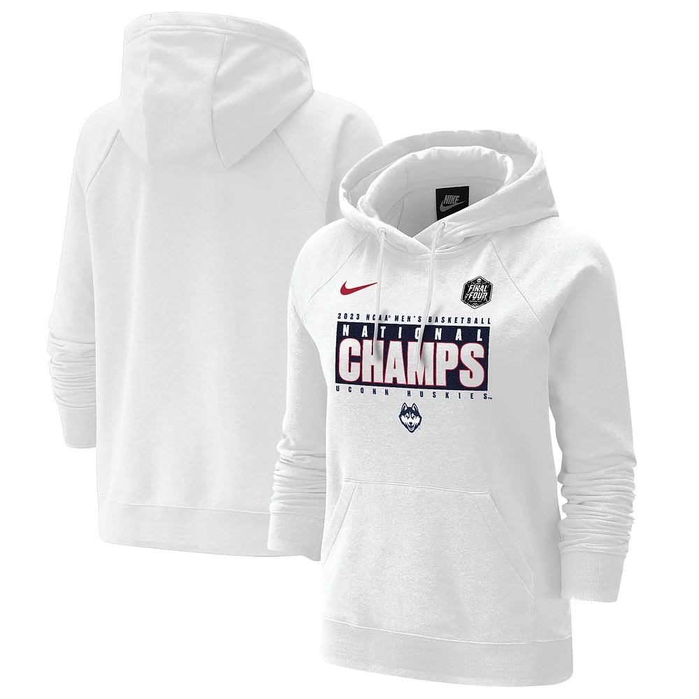 Women's Nike White UConn Huskies 2023 NCAA Men’s Basketball National Champions Pebble Tri-Blend Pullover Hoodie