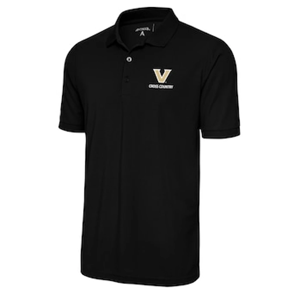 Men's Antigua Black Vanderbilt Commodores Cross Country Legacy Pique Polo