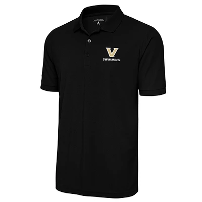 Men's Antigua Black Vanderbilt Commodores Swimming Legacy Pique Polo