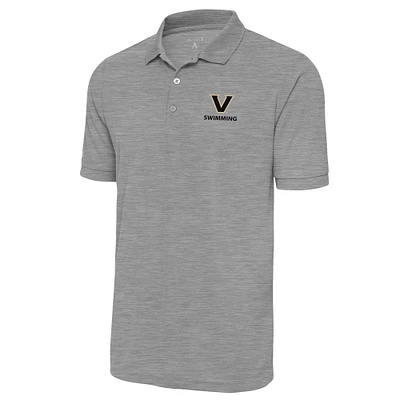 Men's Antigua Heather Gray Vanderbilt Commodores Swimming Legacy Pique Polo