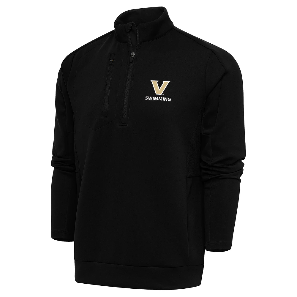 Men's Antigua Black Vanderbilt Commodores Swimming Big & Tall Generation Quarter-Zip Pullover Top