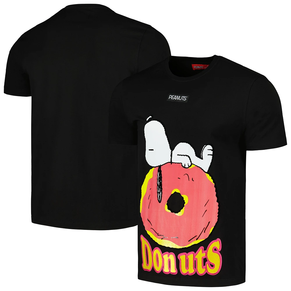 Men's Freeze Max Black Peanuts Snoopy Donuts T-Shirt