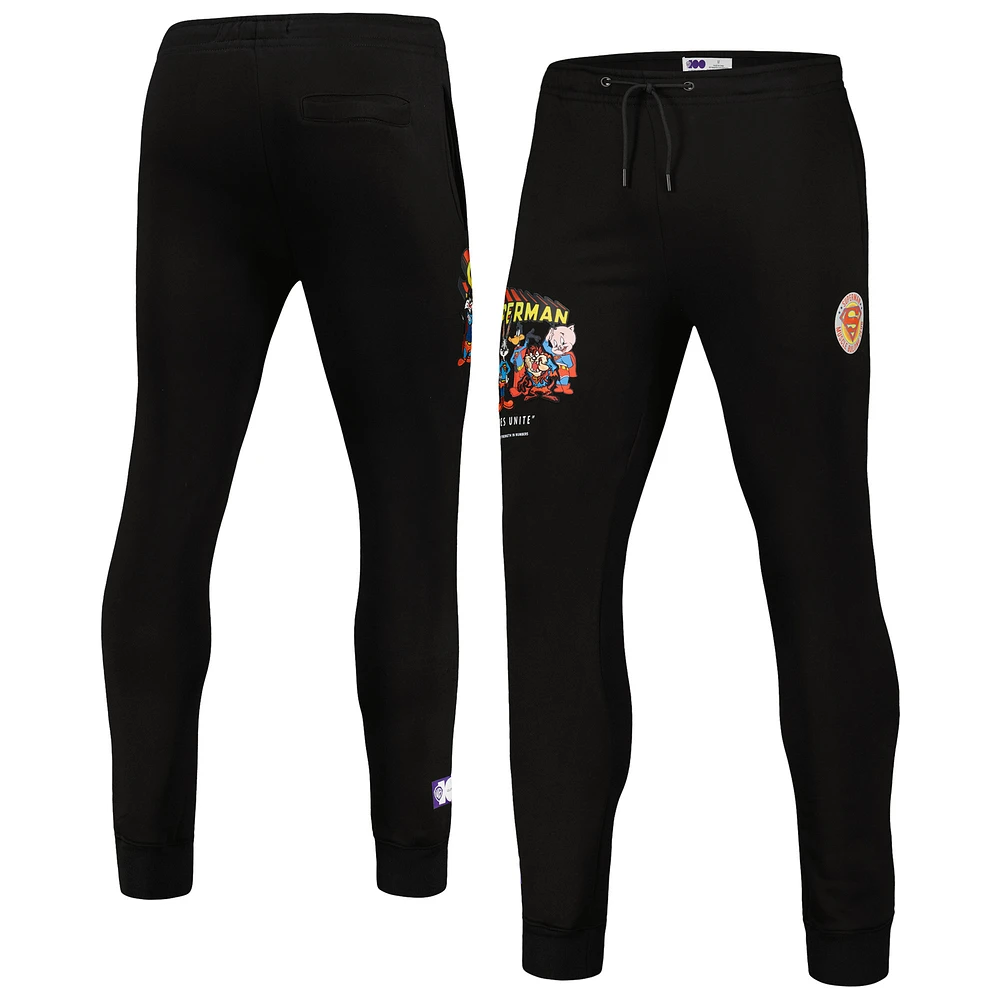 Men's Freeze Max Black Looney Tunes Superman Fleece Jogger Pants