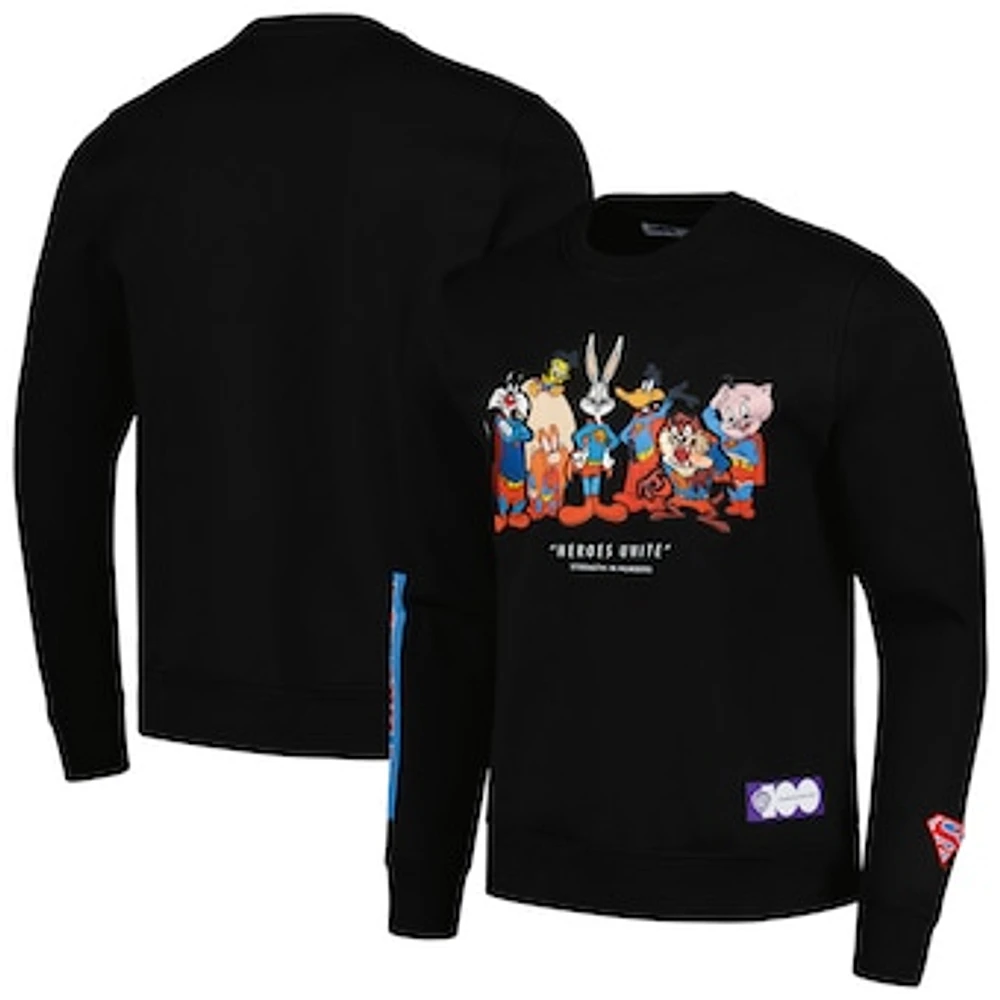 Men's Freeze Max Black Looney Tunes Superman Heroes Unite Pullover Sweatshirt