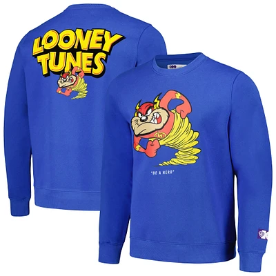 Men's Freeze Max Blue Looney Tunes Taz Be A Hero 100th Anniversary Pullover Sweatshirt