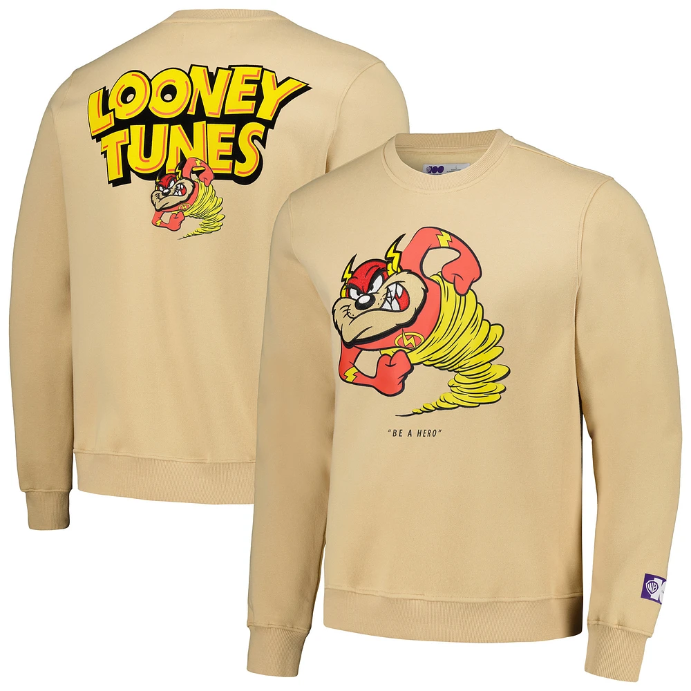 Men's Freeze Max Khaki Looney Tunes Taz Be A Hero 100th Anniversary Pullover Sweatshirt