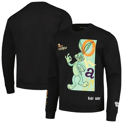 Men's Freeze Max Black Looney Tunes Bugs Bunny Fleece Pullover Sweatshirt