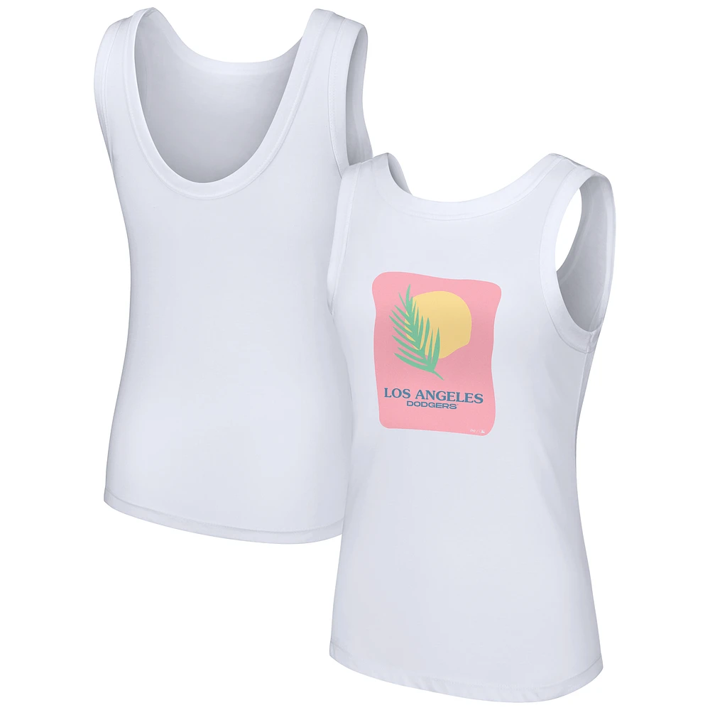Women's Lusso Style White Los Angeles Dodgers Lindy Tank Top